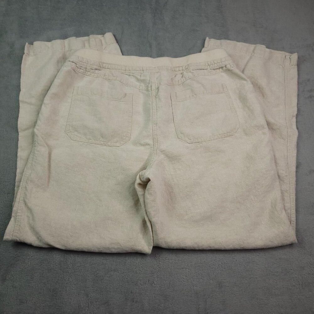 Chicos Womens Linen Pants 12 (2) Relaxed Beige Casual Beach Mid Rise - Picture 2 of 7
